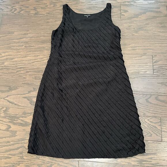 Eileen Fisher Silk Ruffle Tier Black Dress Size 10 - Picture 2 of 10